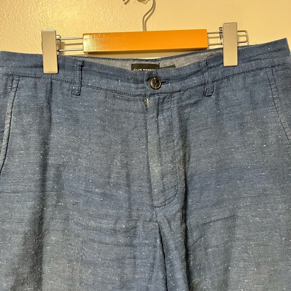 Club Monaco Maddox Fit Men’s Blue Linen-Blend Shorts Size 31 - Classic - Picture 6 of 10